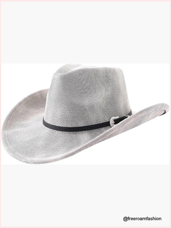 Unisex Wide Brim Cowboy Hat with Adjustable Drawstring